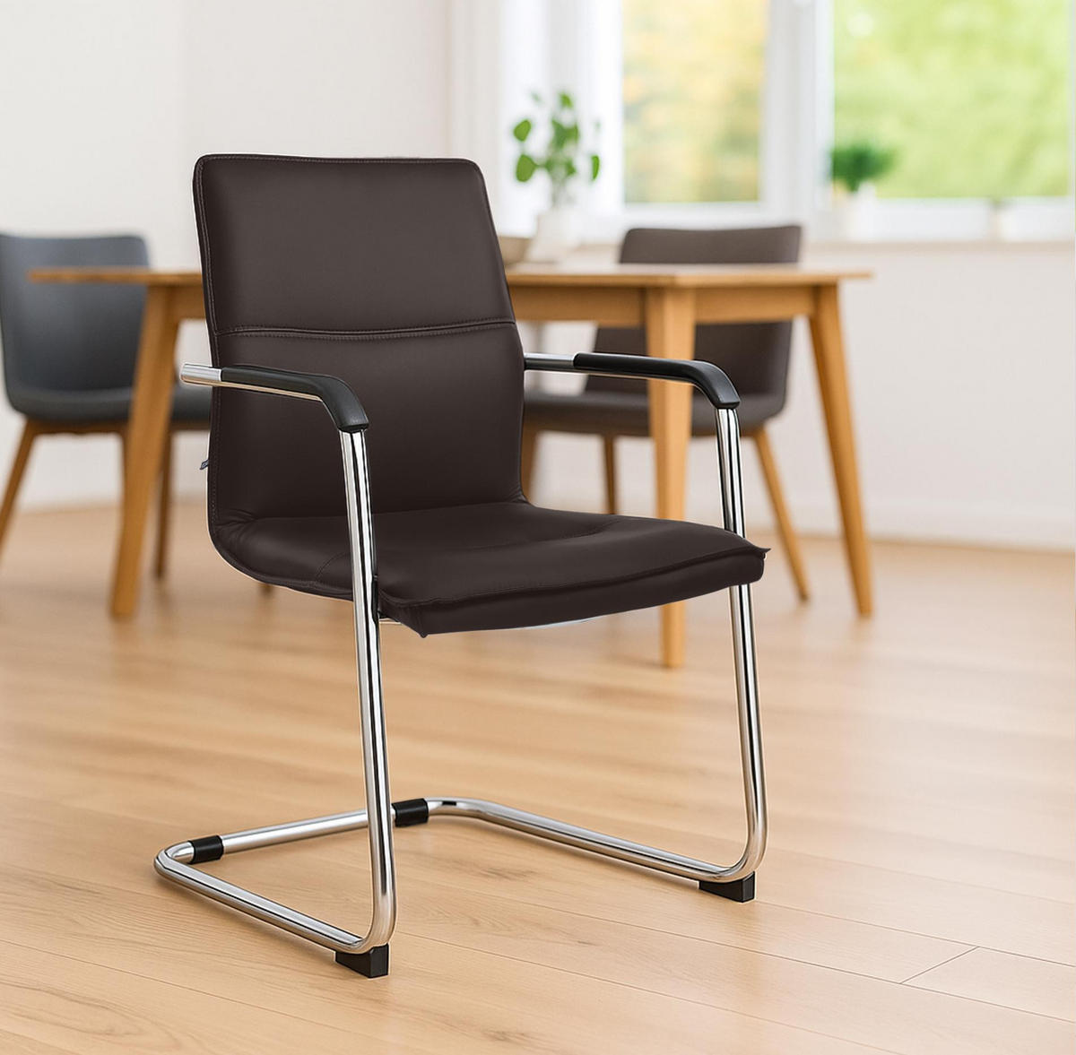 SCHWINGSTUHL 2er Set Lederlook Braun - Braun, Textil/Metall (57/92/59cm) - CLP
