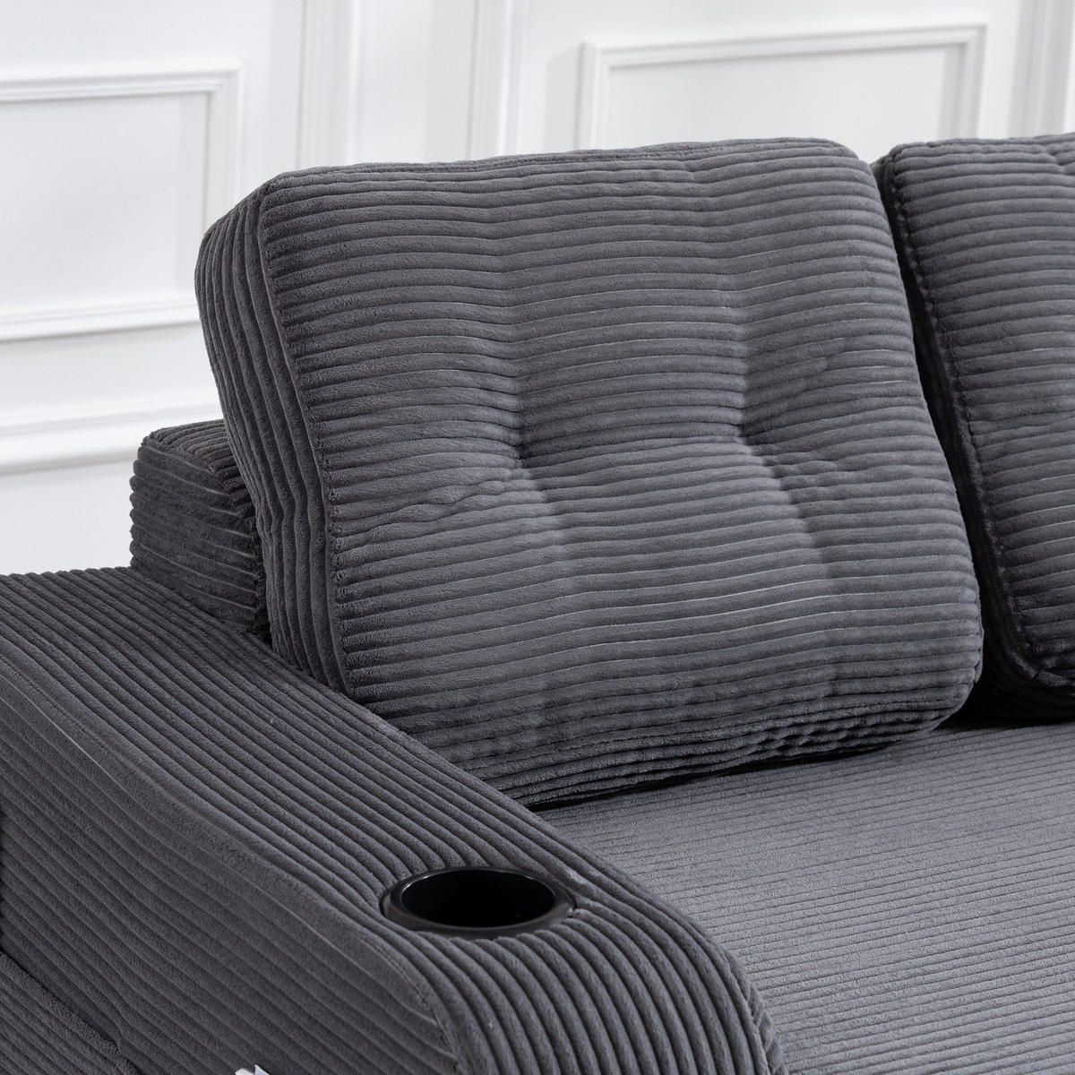 SCHLAFSOFA 2-Sitzer Sofa mit 2 Zierkissen,Lounge Sofa,Polstersofa,Cord,Grau - Grau, Textil (136/82.5/80cm) - LVHOM