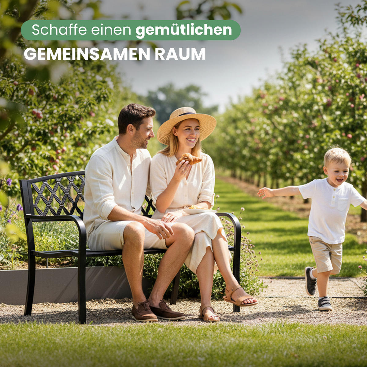 GARTENBANK CLASSICO Schwarz 127 x 86 x 62 cm - Schwarz, Metall (127/86/62cm) - Akord