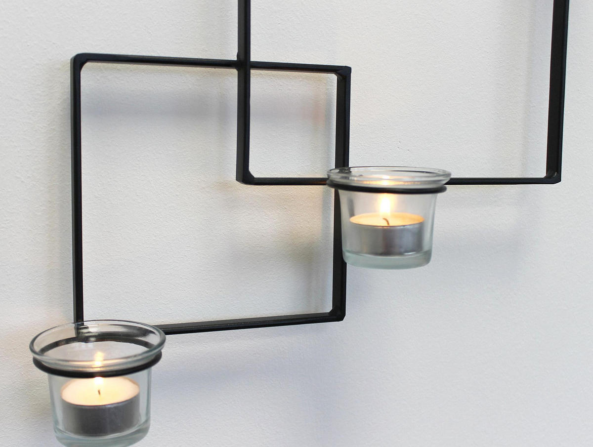 TEELICHTHALTER Alegria Metall Wand Schwarz - Schwarz, Metall (87cm) - DanDiBo