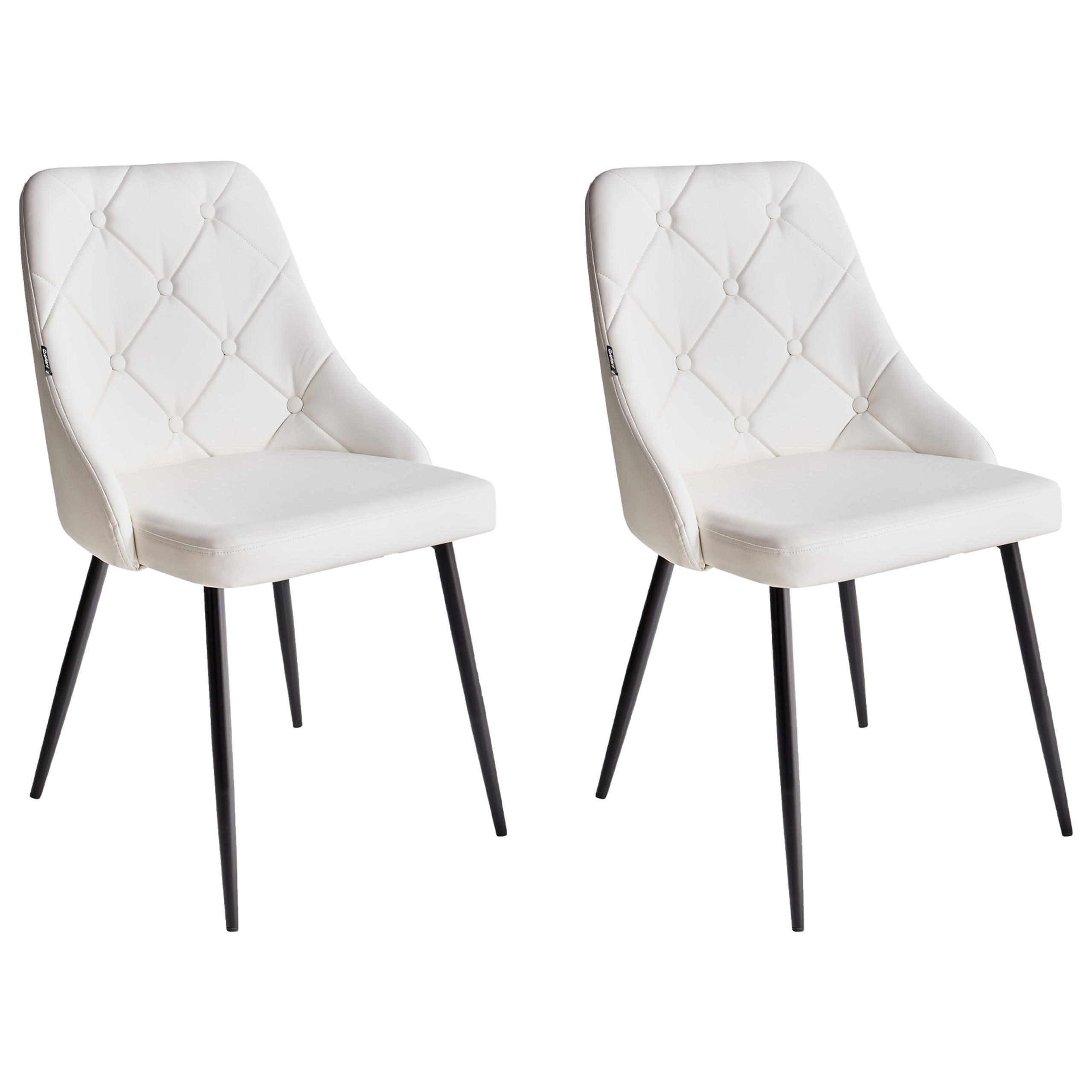 JÍDELNÍ ŽIDLE sada 2 ks Umělá kůže Bílá Valerie - bílá, kov/textil (54/84/46cm) - Beliani