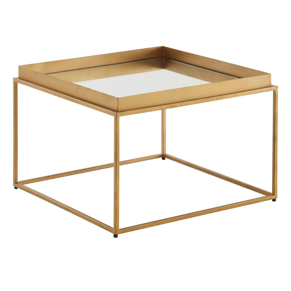 COUCHTISCH Quadratisch, Verspiegeltes Glas, Goldenes Metallgestell, Modernes Design - Goldfarben, Glas/Metall (60/60/41cm) - KADIMA DESIGN