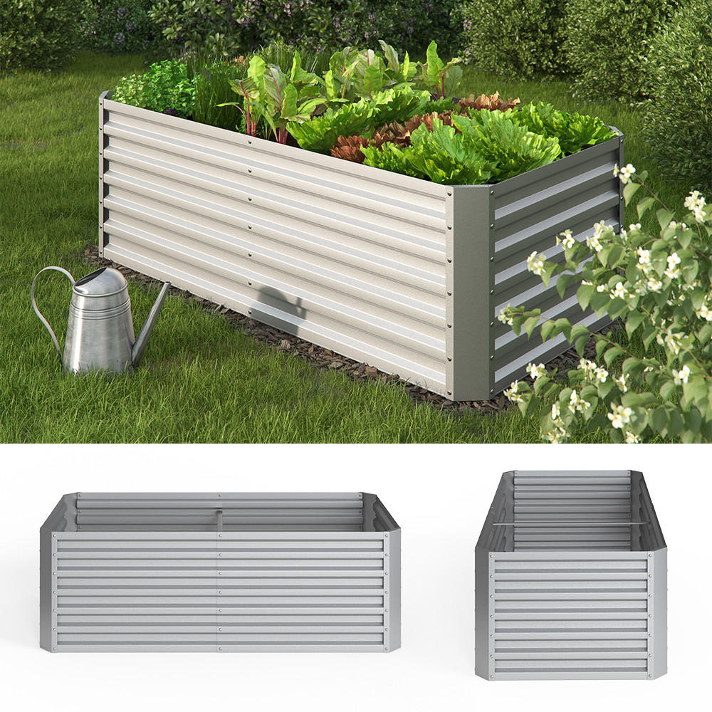 Thumbnail - OK-Living Hochbeet, Silber, Metall, Rechteckig, 180x90x60 cm, Gartenzubehör, Hochbeete