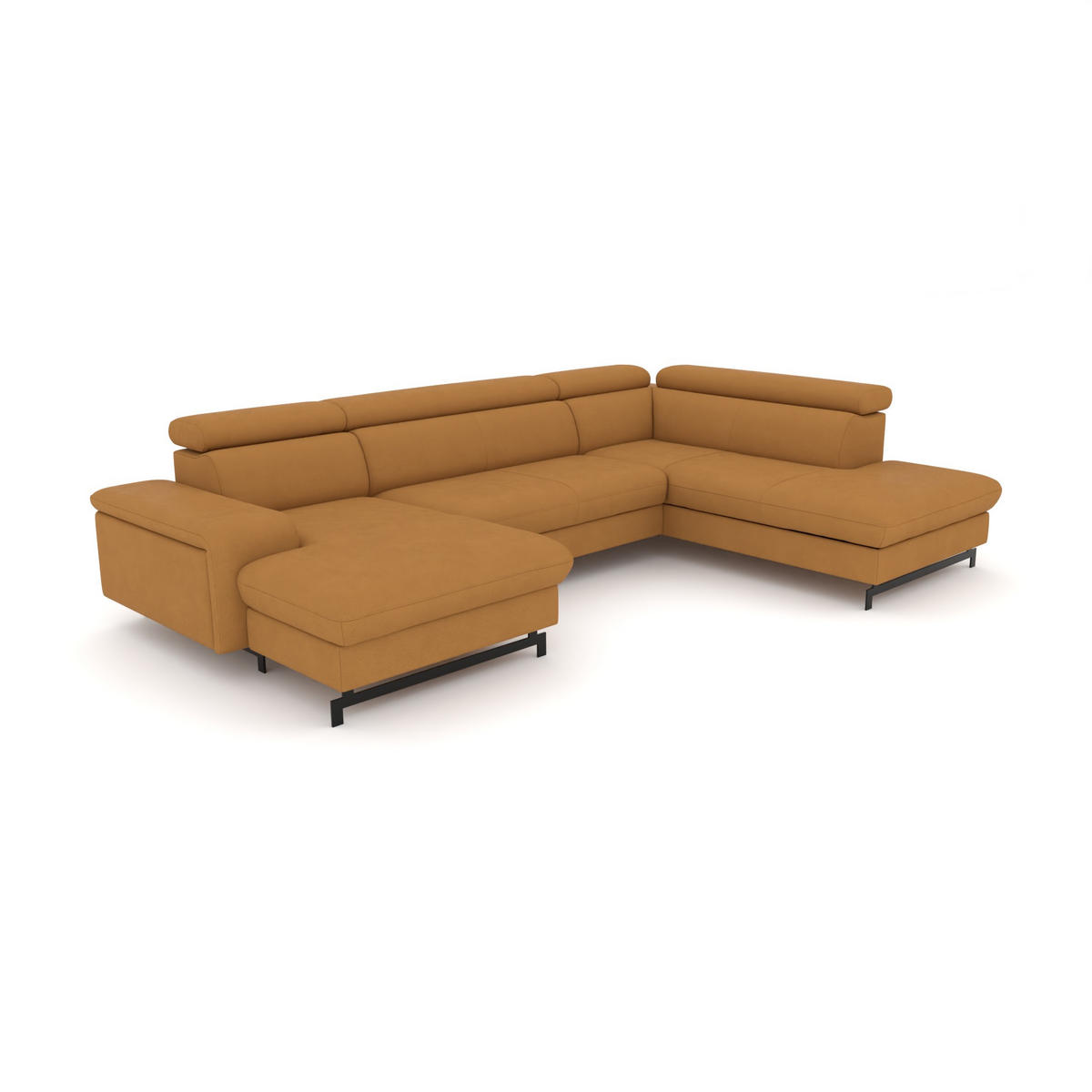WOHNLANDSCHAFT Vaasa mit Schlaffunktion - Dunkelgelb, Kunststoff/Textil (328/81/215cm) - foamnova