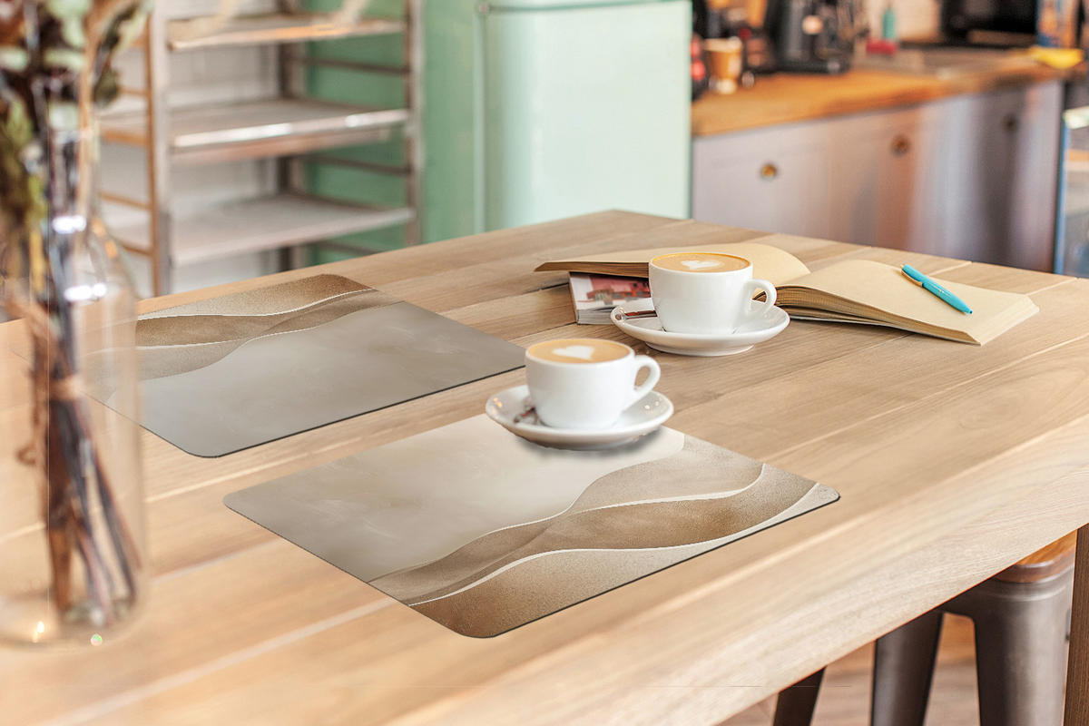 PLATZSETS 6er-Set Beige - Natur - Abstrakt - Modern 45x30 cm Tischset - Champagner, Kunststoff (0.3/45/30cm) - MuchoWow