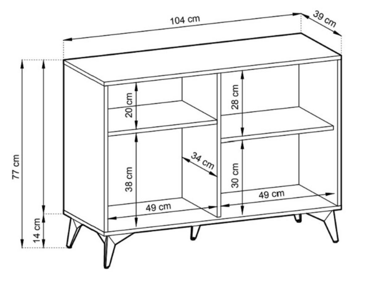 SIDEBOARD Weiß DIAMO K104 Mit Regalen Mit Metallgestell - Multicolor, Holzwerkstoff (104/77/39cm) - Sepro Meble