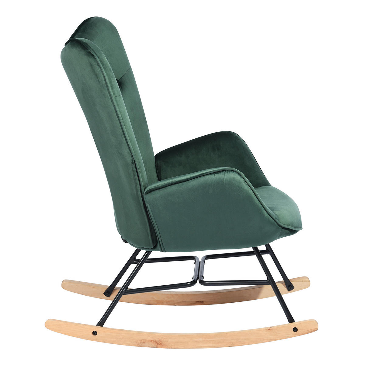 SCHAUKELSESSEL Samt Grün - Dunkelgrün/Eichefarben, Holz/Holzwerkstoff (68/98/85cm) - Urban Meuble