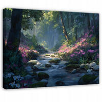 LEINWANDBILD Wald Fluss Grün 120x80 cm - Multicolor, Holzwerkstoff (120/80cm) - Wallarena