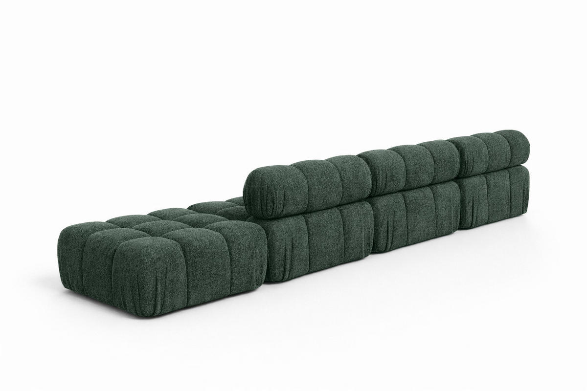 ECKSOFA L-Form XL, Stoff Bouclé Abriamo, Dunkelgrün, Links, Selia L XL - Dunkelgrün, Holz (380/160cm) - Kaiser Möbel