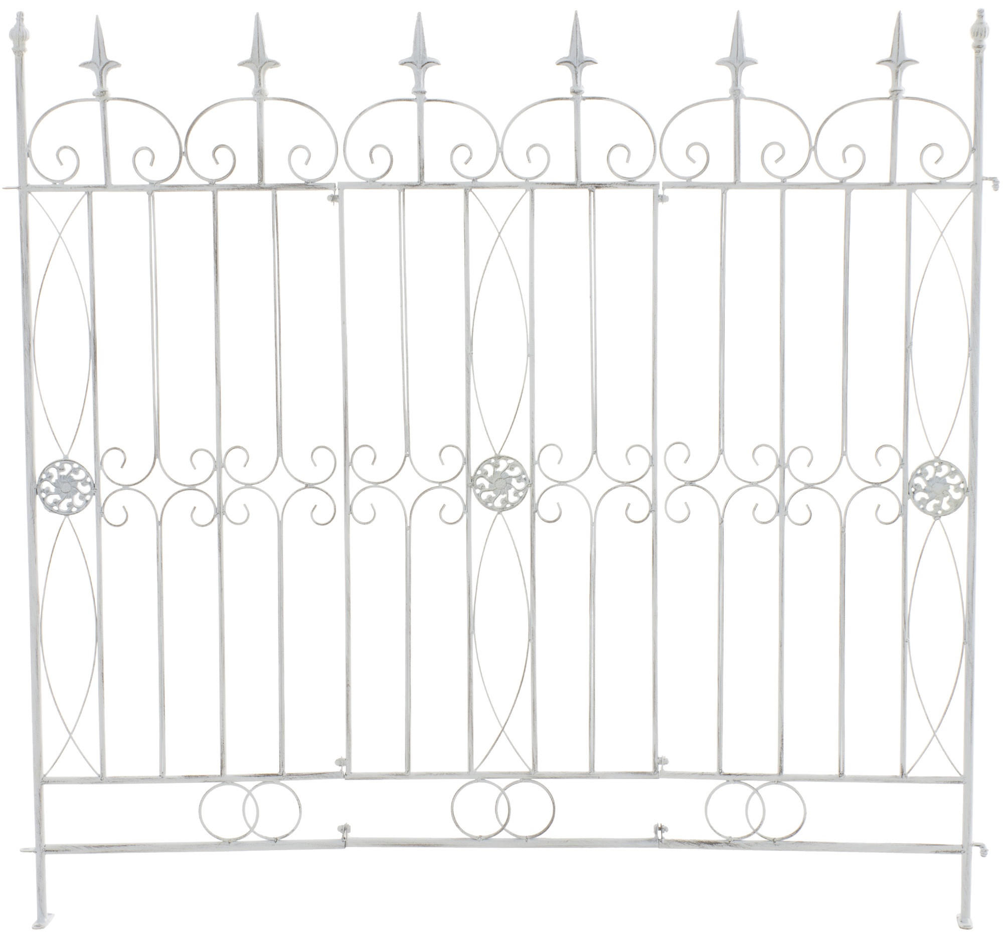 GARTENZAUN Metall antik weiß - Weiß/Grau, Metall (124/116cm) - CLP