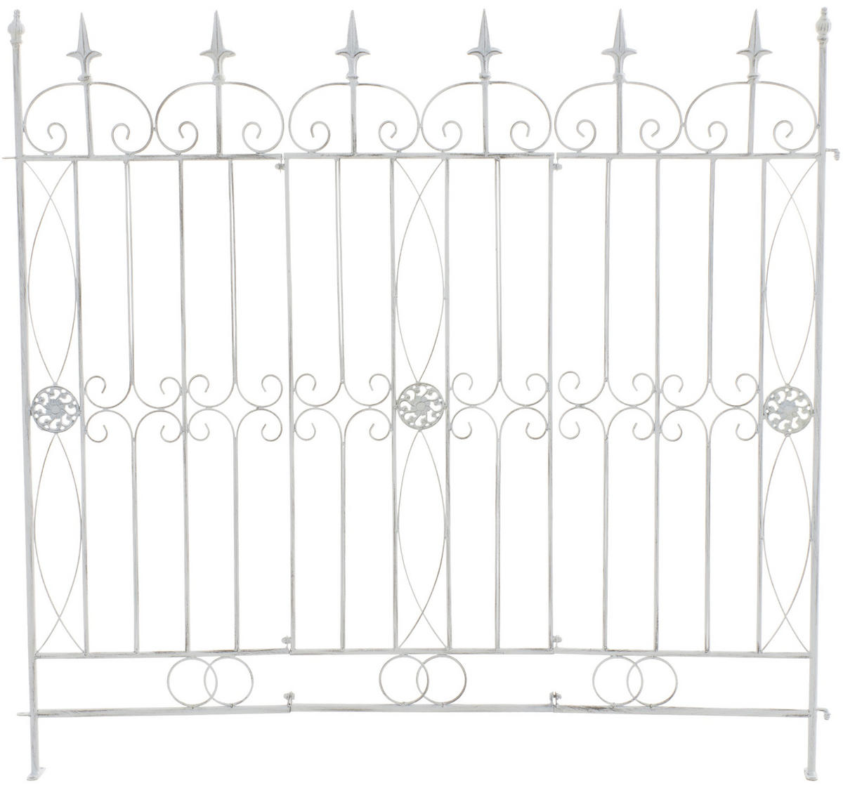 GARTENZAUN Metall antik weiß - Weiß/Grau, Metall (124/116cm) - CLP