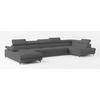 WOHNLANDSCHAFT MONTIVA Grau Boucle-Stoff mit Schlaffunktion - Grau, Holz (410/89/190cm) - MASSENO