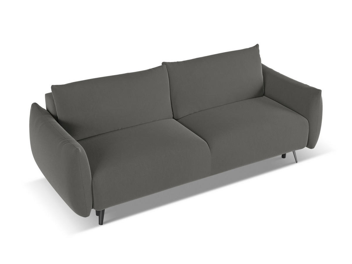 3-SITZER SOFA mit Schlaffunktion Samt Stoff Grau - Dunkelgrau/Schwarz, Textil/Metall (230/86/105cm) - Makamii