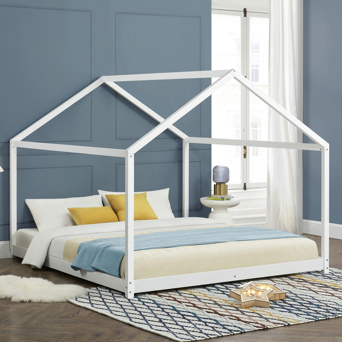 HAUSBETT Cerro - Weiß, Holz (160/200cm) - [en.casa]