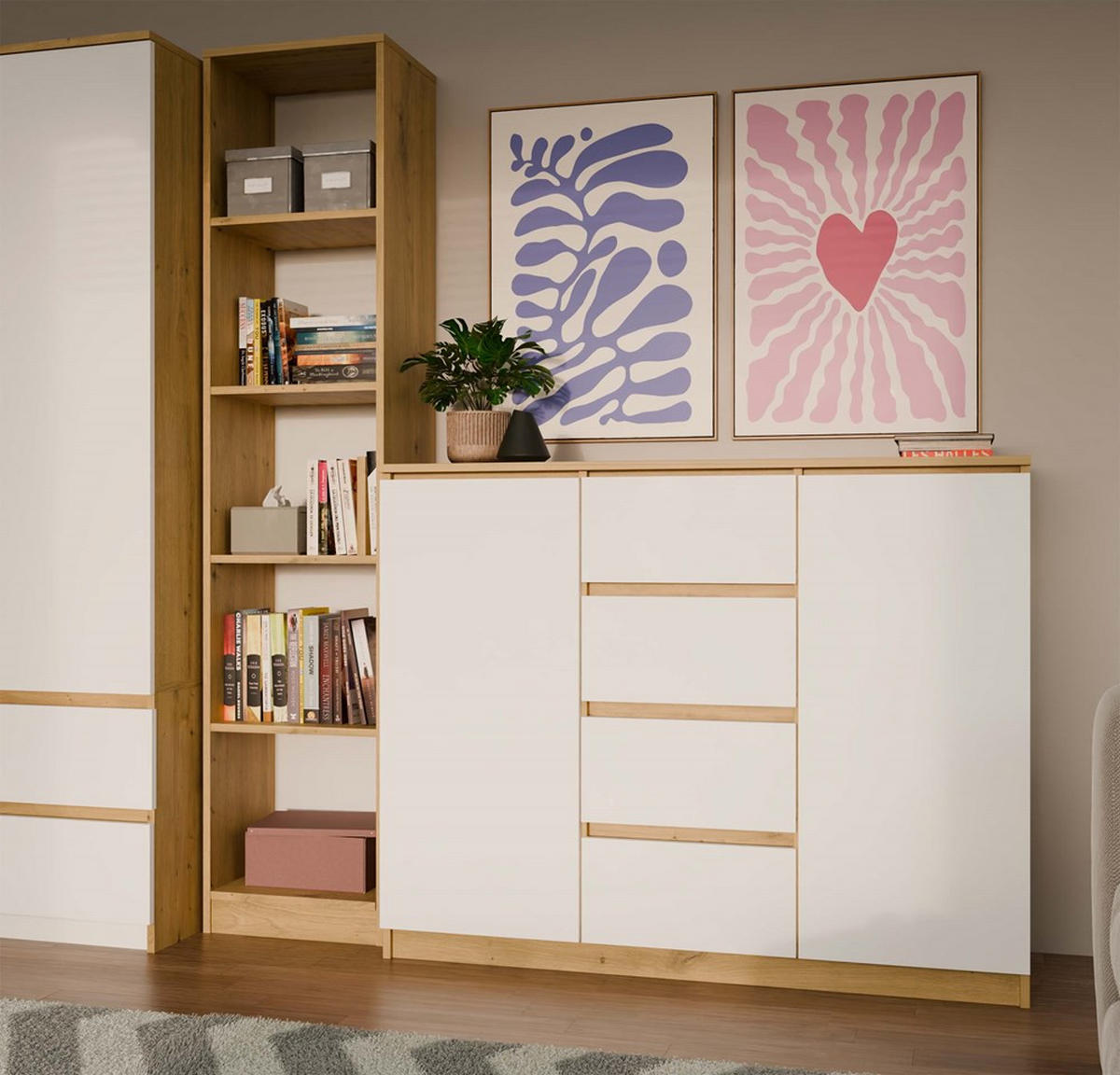 KOMODA Artisan, bílá 120/97/40 - bílá, kompozitní dřevo (120/97/40cm) - RAUMHIRSCH FURNITURE