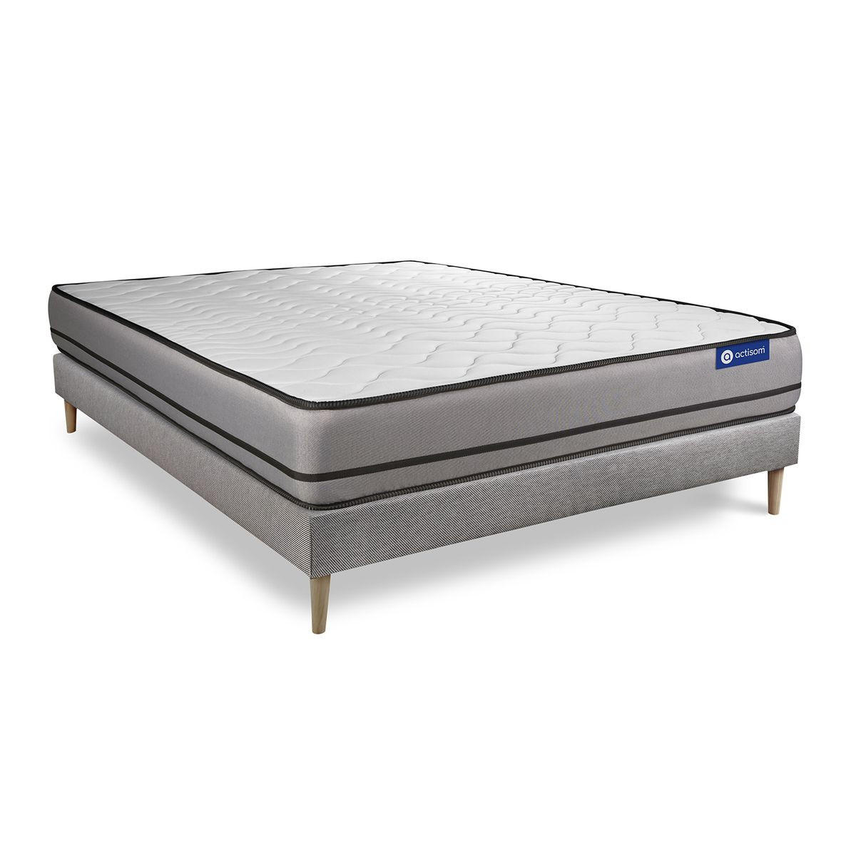 BETT Actilatex night Latex und Memory-Schaum 180 x 220 cm h4 - Kit Bettgestell Grau - Beige/Grau, Karton/Holz (180/220cm) - ACTISOM