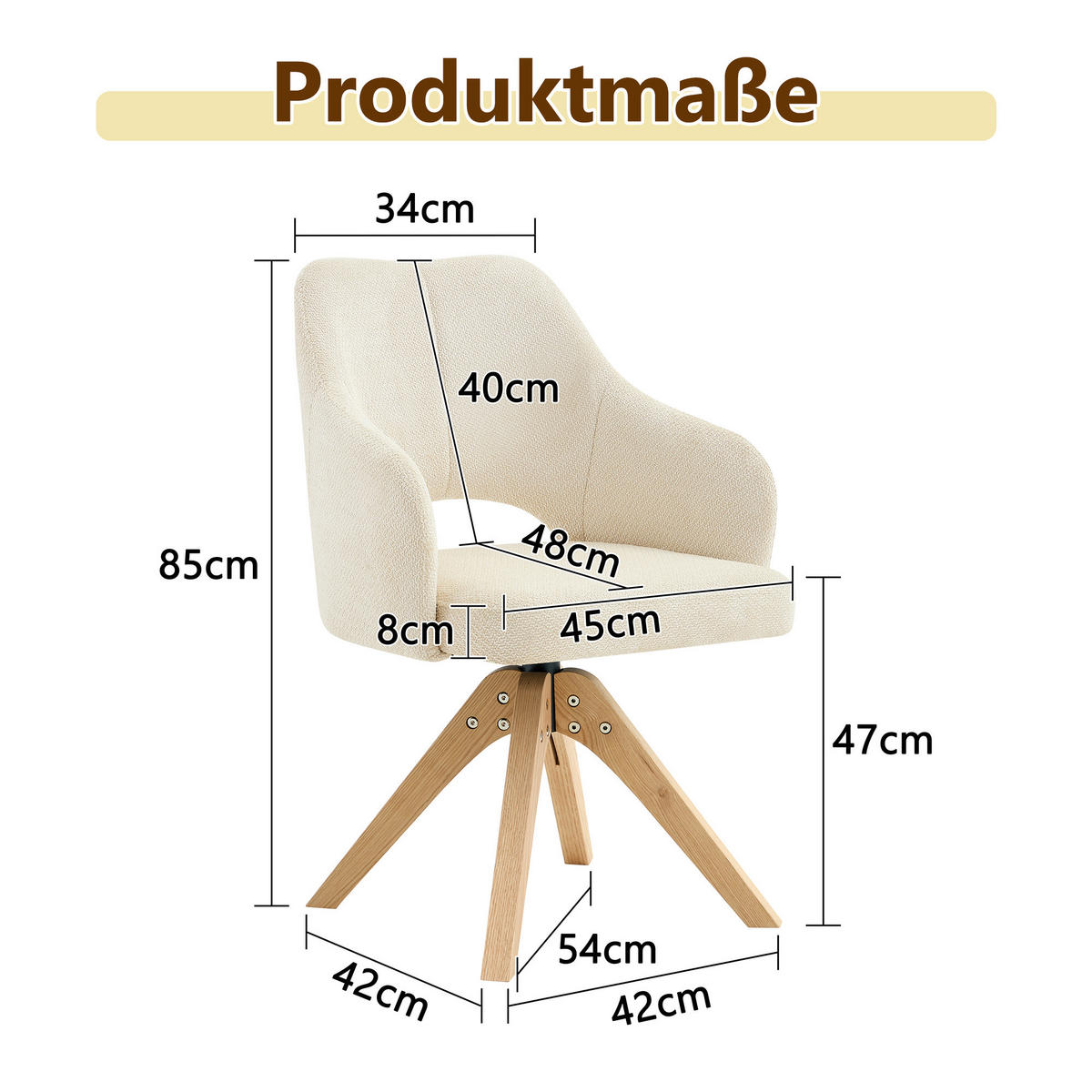 ARMLEHNSTUHL-SET DE-36630 2 Stück mit Stoffbezug und Massivholzbeinen Beige - Beige, Holz (48/85/45cm) - ComfortXL