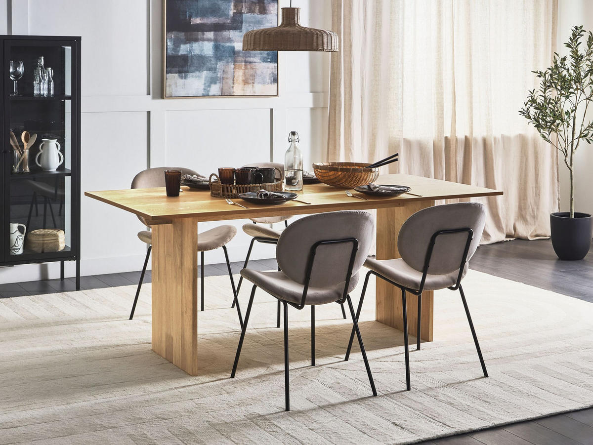ESSTISCH 180/90 cm Helles Holz Moora - Hellbraun, Holzwerkstoff (180/90/75cm) - Beliani