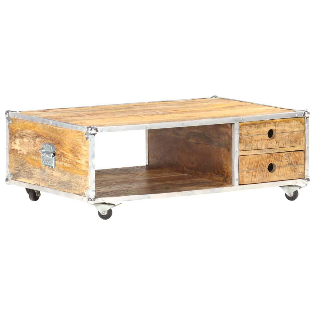 COUCHTISCH 89x59x33 cm Massives Raues Mangoholz - Braun, Holzwerkstoff (89/89/33cm) - furnicato