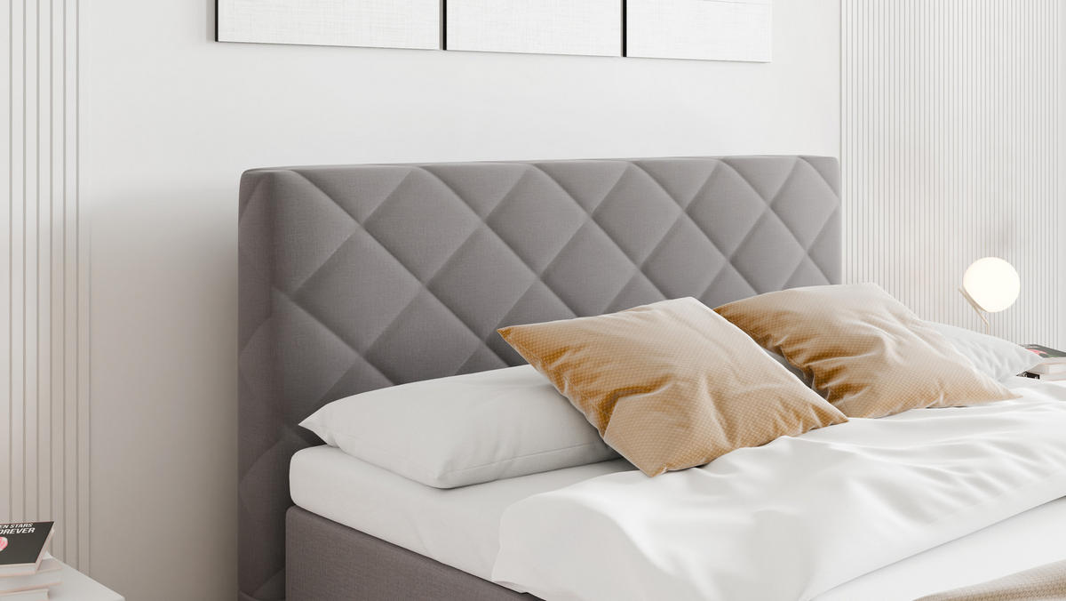 BOXBETT Diamaro 140x200 cm mit Bettkasten und Topper - Dunkelgrau - Grau, Holz (140/200cm) - Panda Möbel