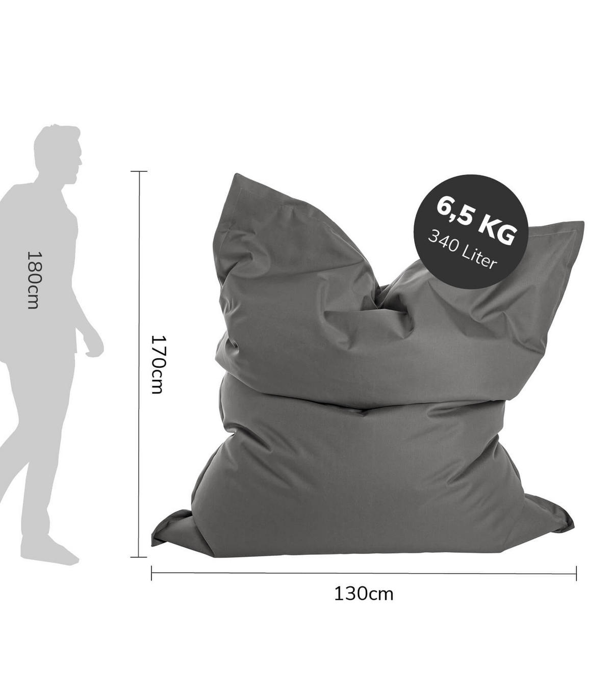 SITZSACK mit Schutzhülle Der Große - Anthrazit, Textil (130/170/20cm) - Mokebo