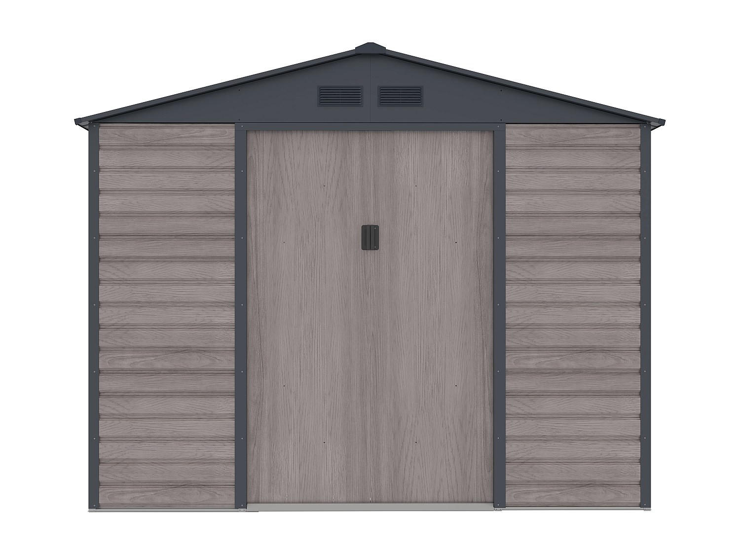 SCHREBERGARTENHAUS - 267 cm x 245 cm - metall - anthrazitgrau, naturfarben dunkel Adelmo - Grau, Metall (267/221/245cm) - Vente-Unique