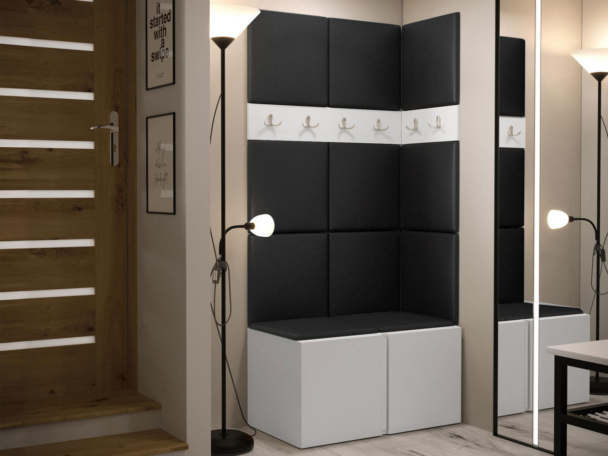 GARDEROBEN-SET Orion I - Schwarz/Weiß, Holzwerkstoff/Kunststoff (84/186/46cm) - MIRJAN24
