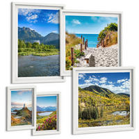BILDER SET 5er Set - 50x50 cm & 20x30 cm & 40x60 cm Weißer Rahmen - See, Brücken, Berge - Weiß, Kunststoff (40/60cm) - TULUP