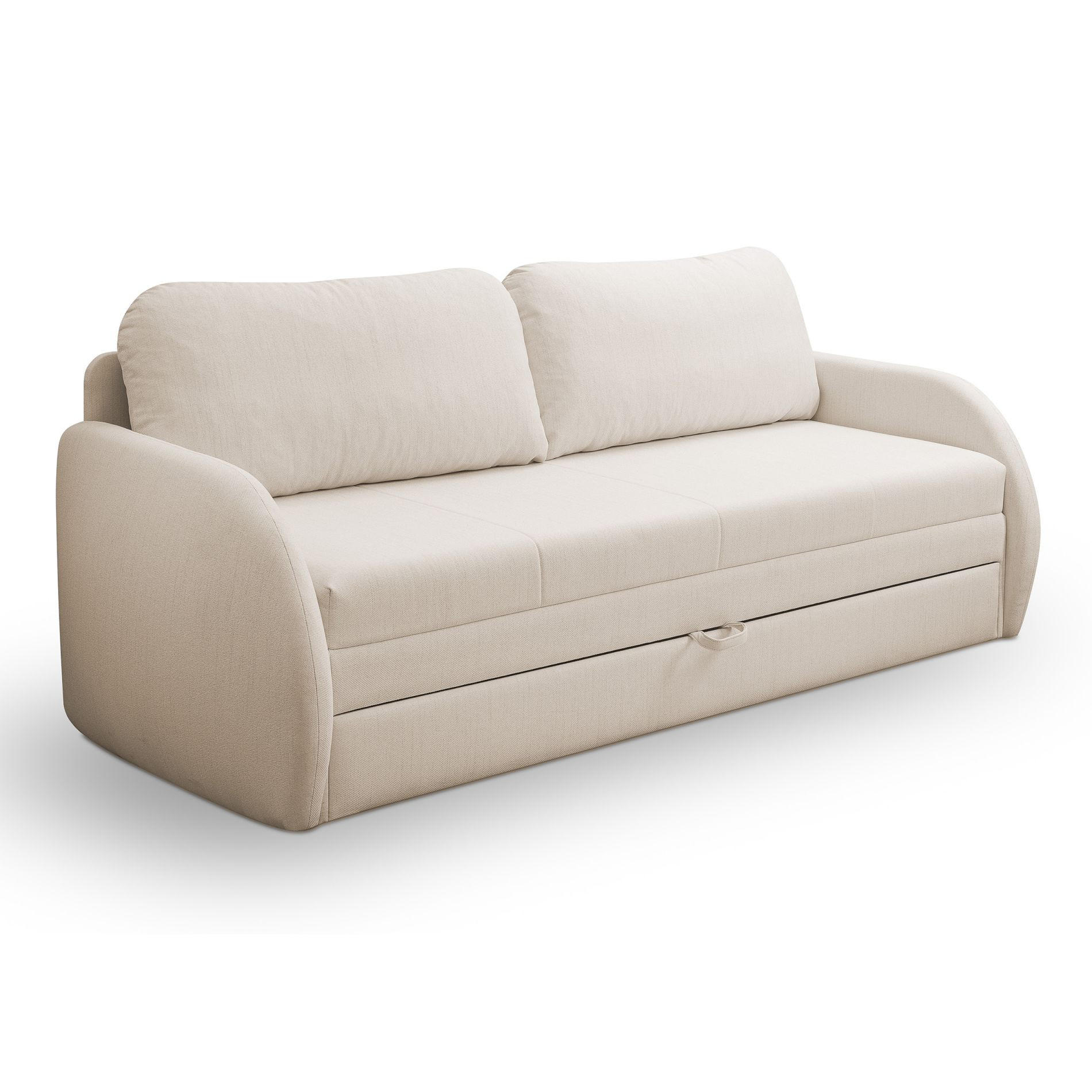 SCHLAFSOFA Diego hellbeige - Ecru/Schwarz, Kunststoff/Textil (221/90/91cm) - Selsey