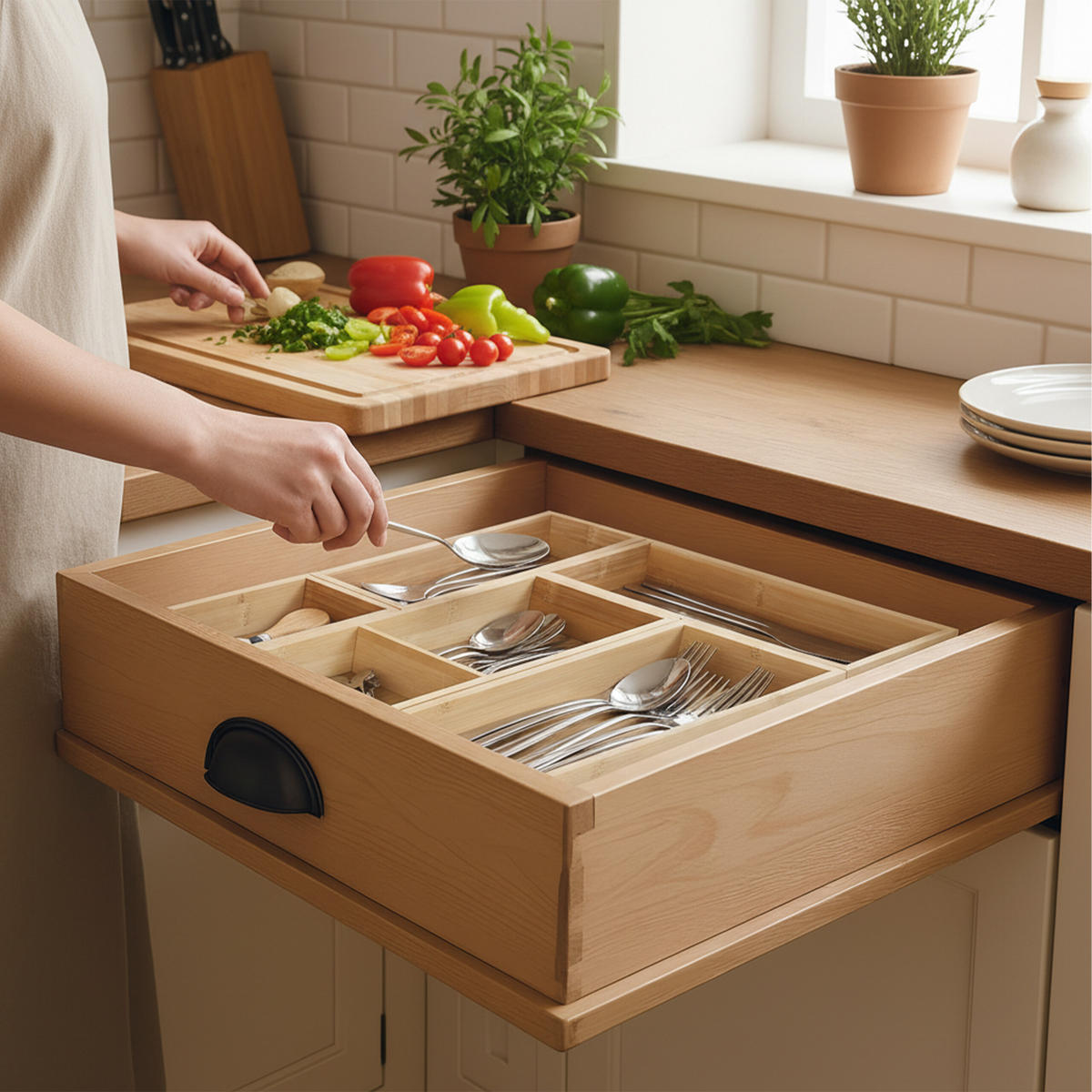 5TLG.SCHUBLADENEINSATZ-SET - Hellbraun, Holz/Holzwerkstoff (27/5/12.5cm) - Relaxdays