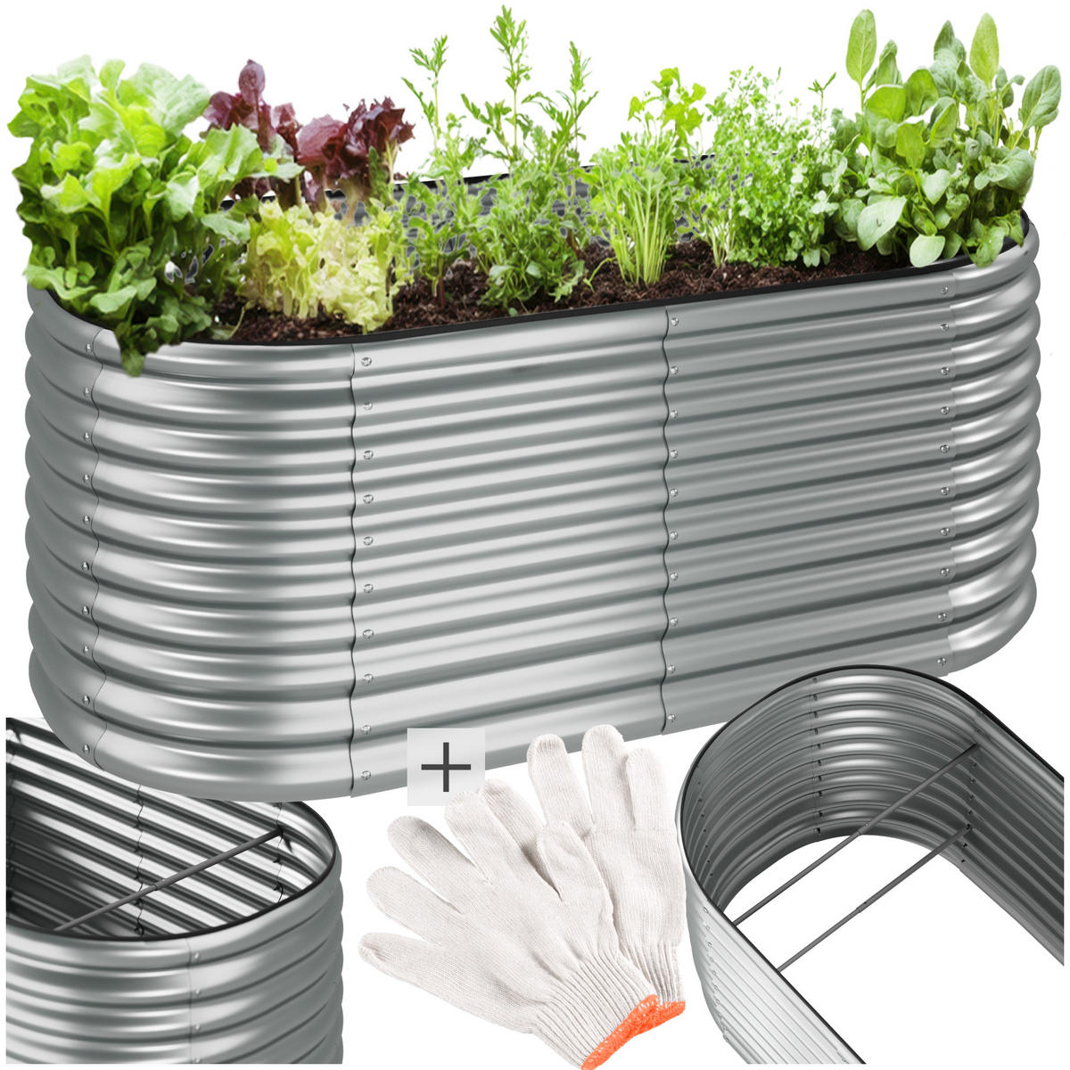 HOCHBEET Flormma,200 x 100 x 80 cm,silber - Silberfarben, Metall (200/80/100cm) - tectake