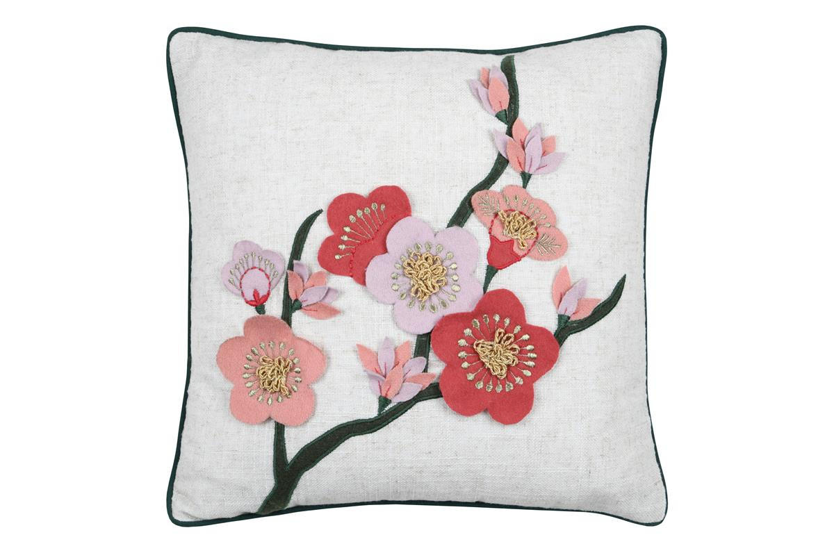 DEKOKISSEN mit Verzierung Scarlett 40/40/5 cm - Multicolor, Naturmaterialien (40/40cm) - STOF