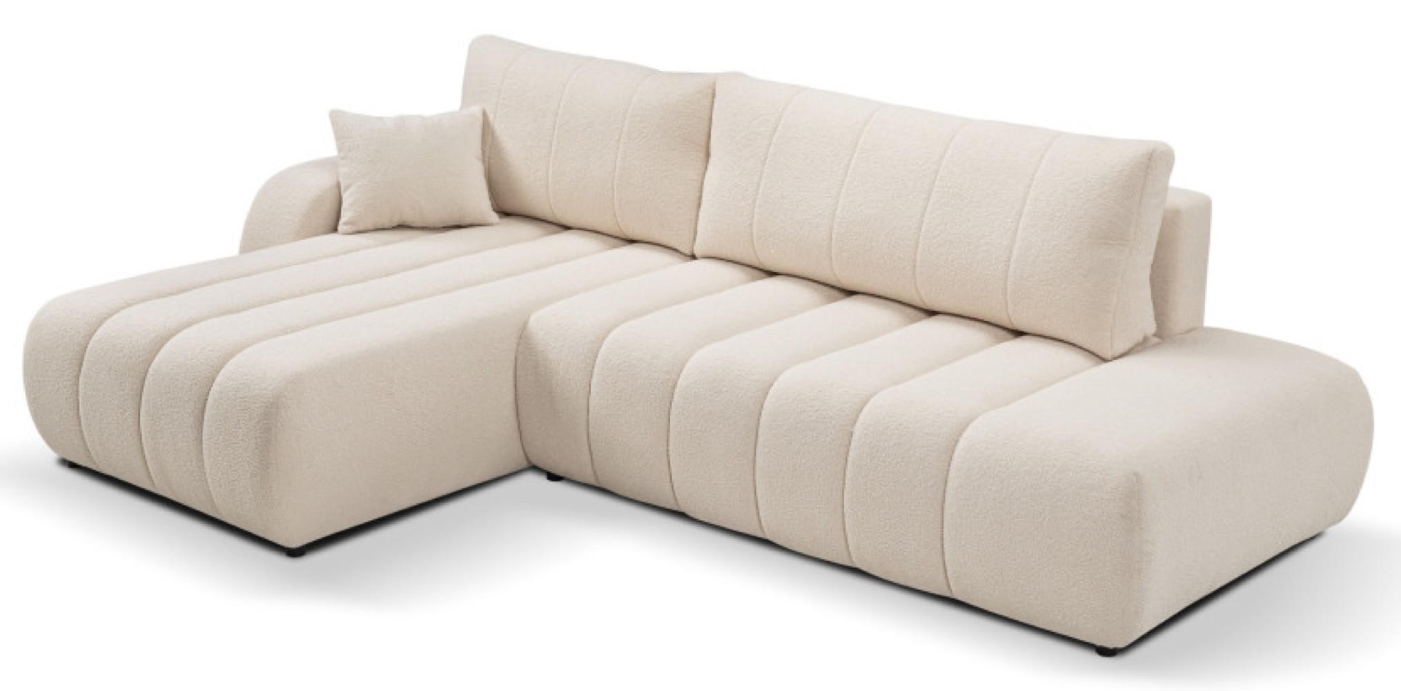 ECKSOFA Creme ALOO Mit Schlaffunktion Links Stoff Bouclé - Beige, Textil (276/176cm) - Sepro Meble