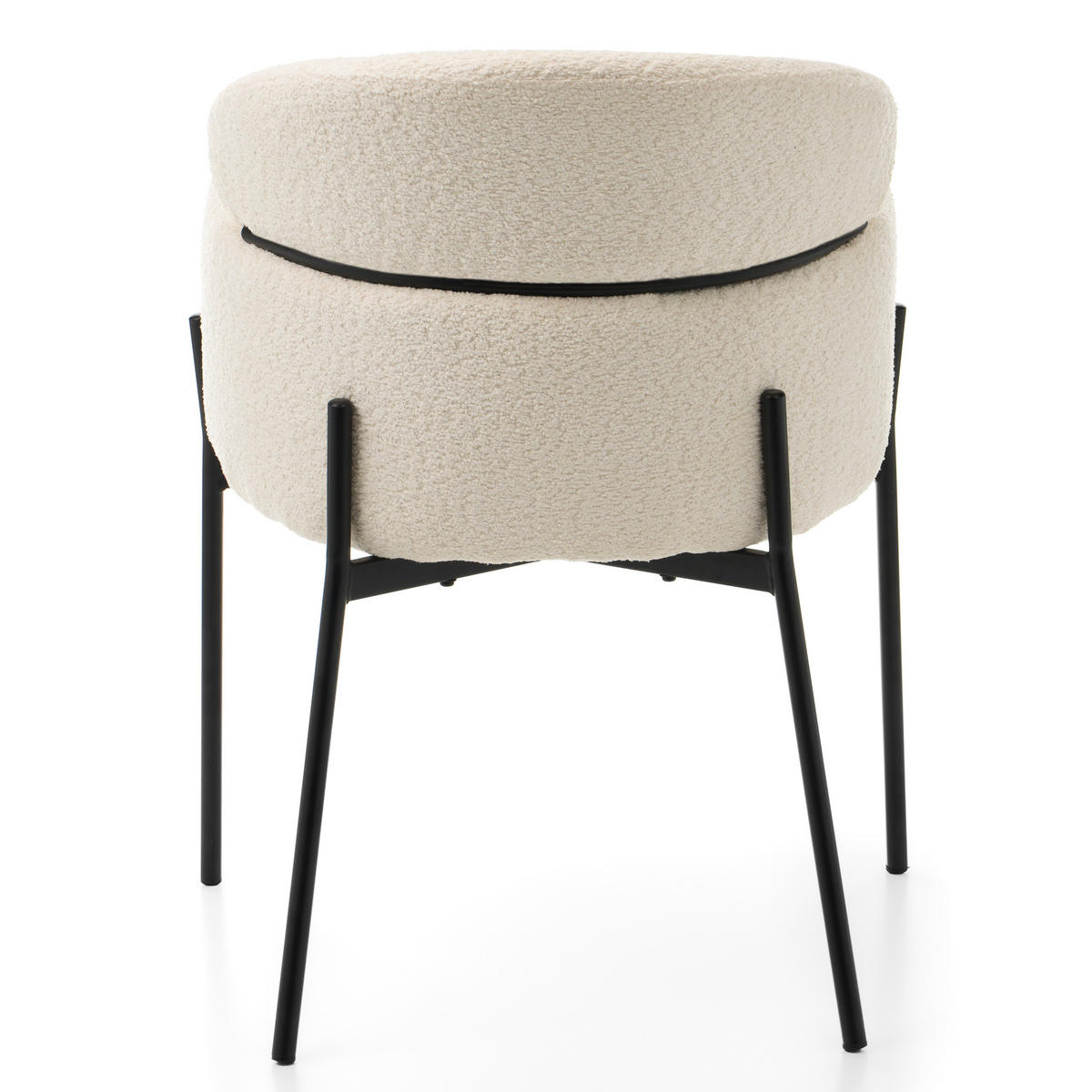 STUHL BOLZANO gepolsterter mit Steppung - hellbeige - Boucle - Ecru/Schwarz, Textil/Metall (62/80/61cm) - NEW HOME