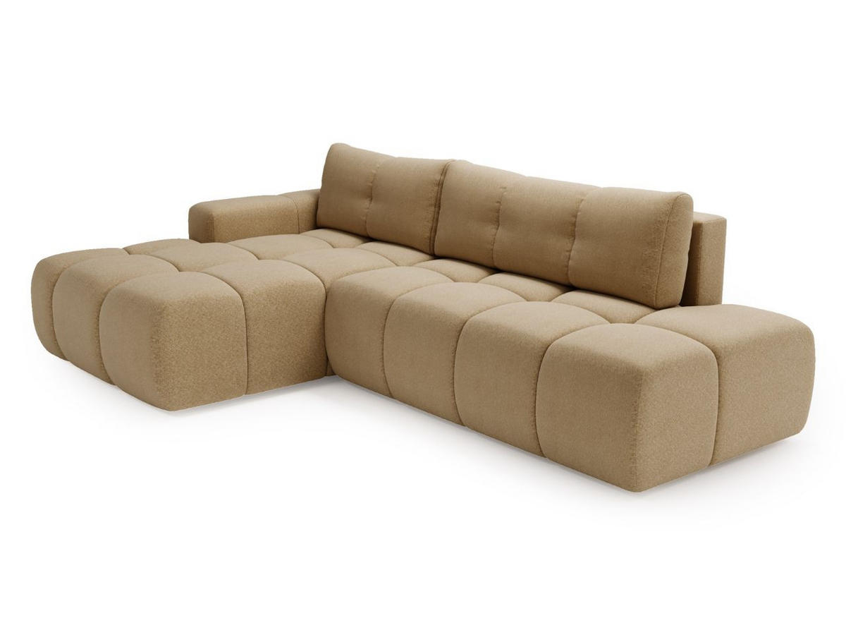 ECKSOFA Montero Bouclé-Stoff Hellbraun Links - Hellbraun, Holz/Textil (280/177cm) - Graingold