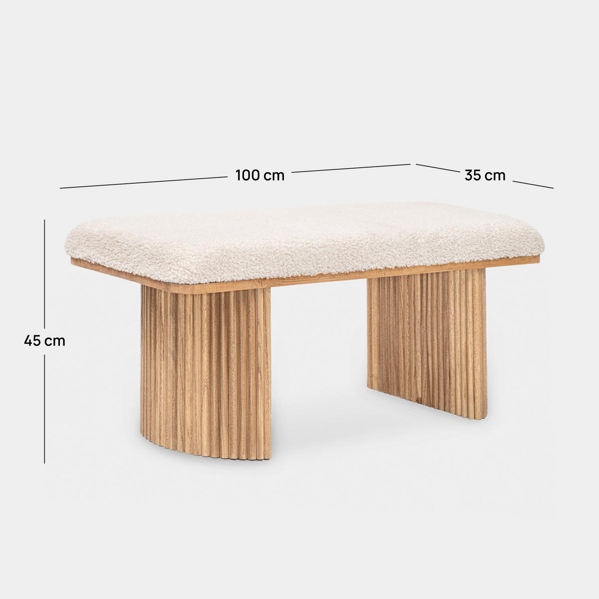 BETTENDE Bruna Weiß 100 cm x 45 cm - Weiß, Textil (100/45/35cm) - Klast Home