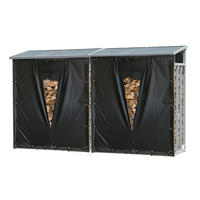 KAMINHOLZREGAL Außen 2 Stück 130x70x185 cm Aluminium Grau mit Wetterschutz 3,2 m³ / 5 SRM - Schwarz/Grau, Metall (130/185/70cm) - QUICK STAR