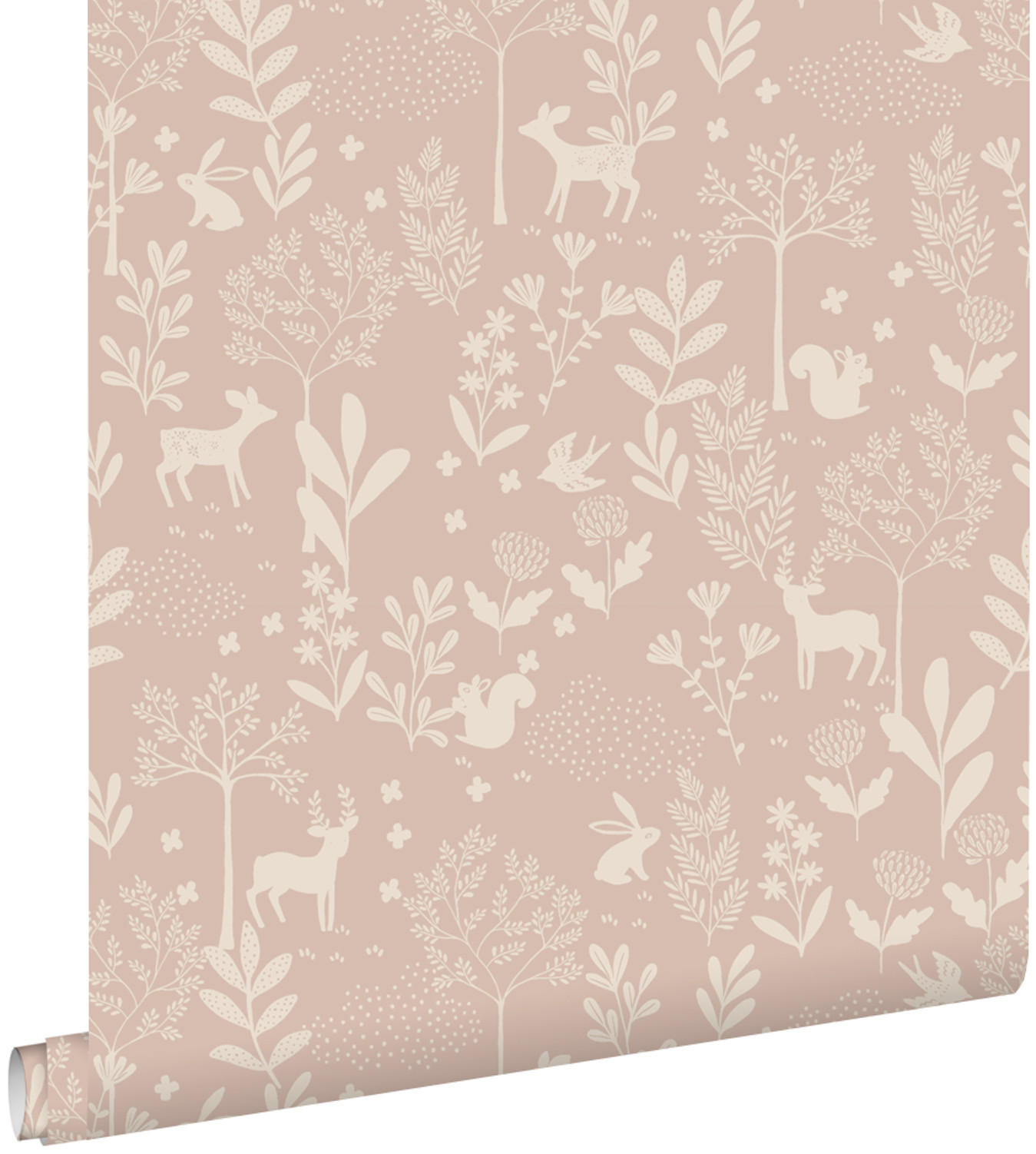 TAPETE Wald mit Waldtieren 53 cm x 10.05 m - Pink, Papier (53/0.1cm) - ESTAhome
