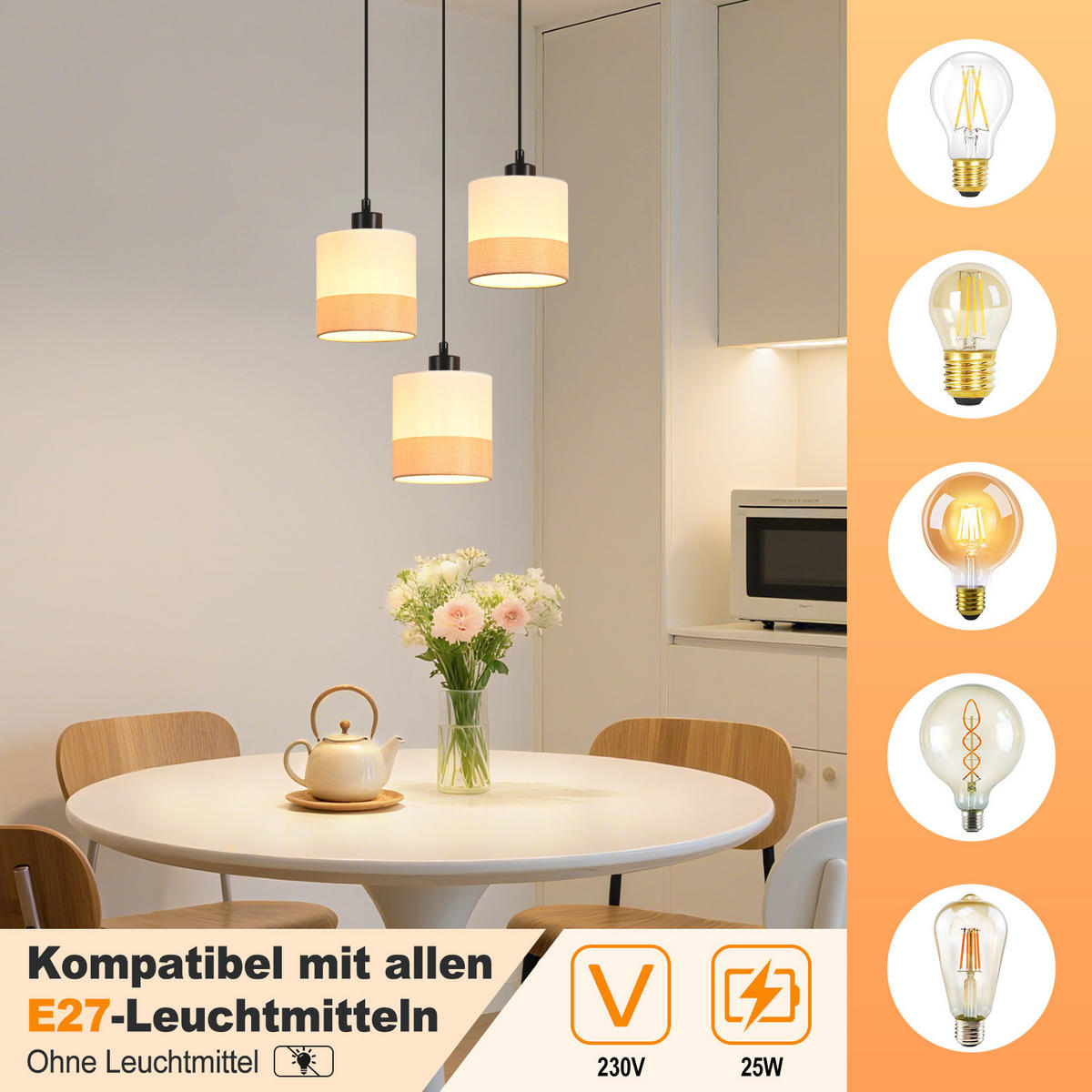 PENDELLEUCHTE Seraphina 25/25/120 cm - Weiß, Kunststoff/Metall (25/25/120cm) - ZMH