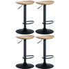 BARHOCKER 4er Set Holz natura - Eukalyptusholzfarben/Schwarz, Holz/Metall (41/56/38.5cm) - CLP