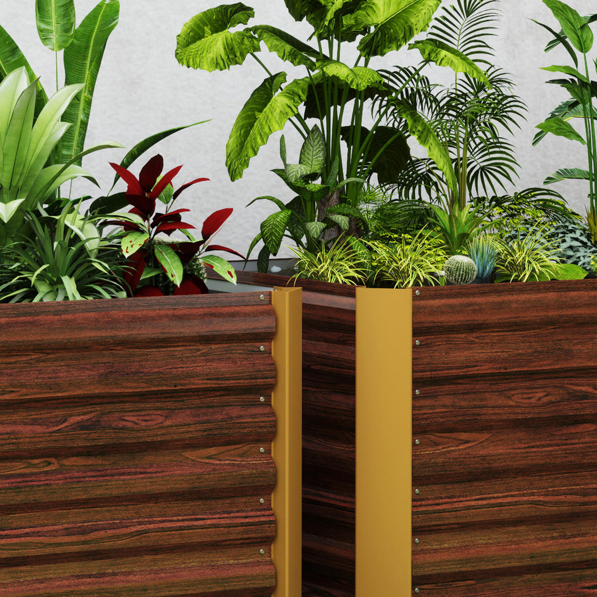 BLUMENKASTEN aus Stahl 120x60x60 cm in Braun mit offenem Boden - Braun, Metall (60/60/120cm) - Modfu