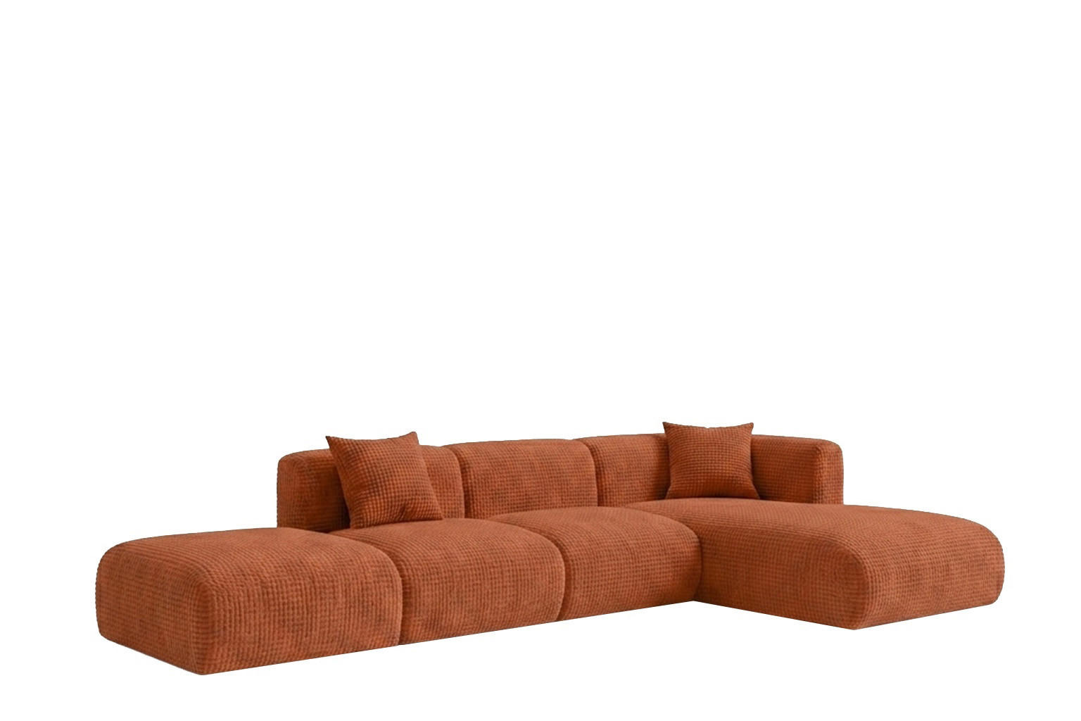 ECKSOFA L-Form mit Hocker, Chenille-Stoff Cremona, Kupfer, Rechts, GRETA - Kupferfarben, Holz (386/179cm) - Kaiser Möbel
