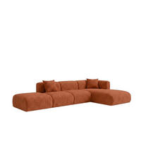 ECKSOFA L-Form mit Hocker, Chenille-Stoff Cremona, Kupfer, Rechts, GRETA - Kupferfarben, Holz (386/179cm) - Kaiser Möbel