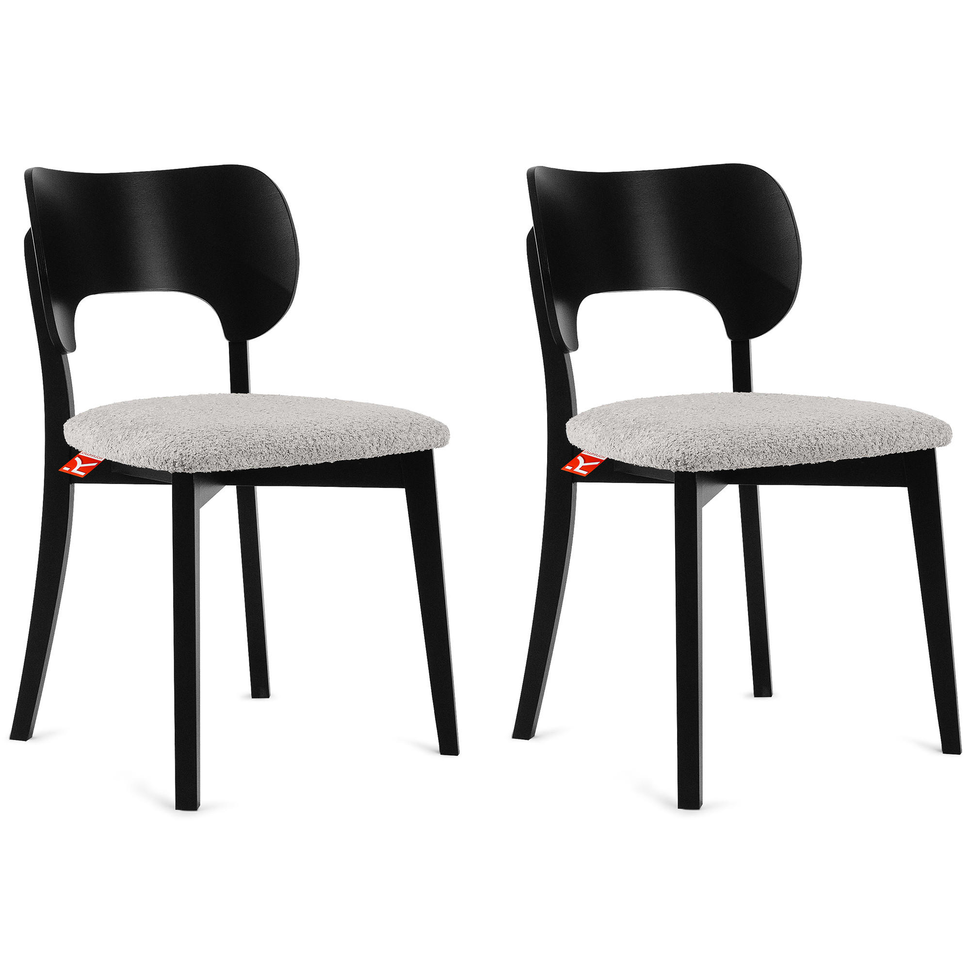 HOLZSTUHL LYCO Esstischstühl 2-er Set, Bouclé - Schwarz/Grau, Holz/Textil (47/80.5/45cm) - KONSIMO®