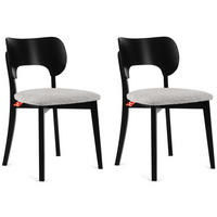 HOLZSTUHL LYCO Esstischstühl 2-er Set, Bouclé - Schwarz/Grau, Holz/Textil (47/80.5/45cm) - KONSIMO®