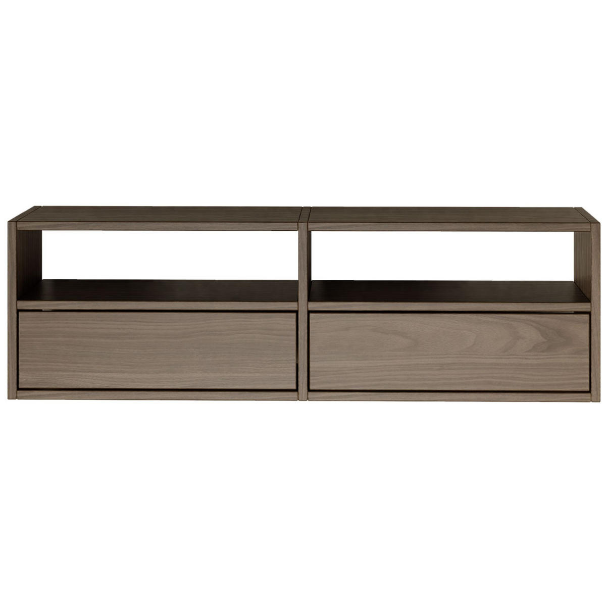 TV-LOWBOARD hängend, 2 Klappen und Ablagen, Walnuss, 100 cm - Dunkelbraun, Holzwerkstoff (100.6/30/30cm) - Selsey