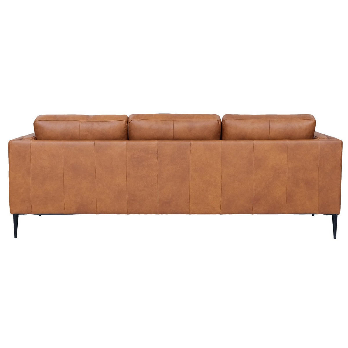 DREISITZER-SOFA Echtleder Braun - Schwarz/Braun, Leder/Metall (220/83/88cm) - Furnhouse