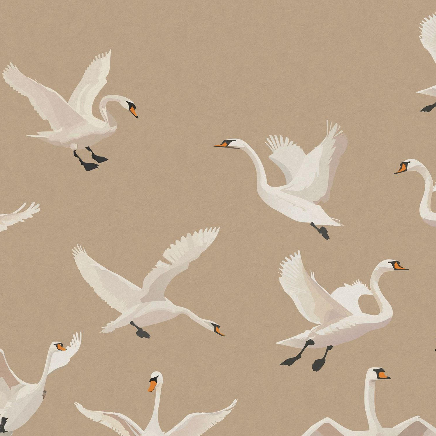 FOTOTAPETE Schwäne 300 x 279 cm - Beige, Papier (300/279cm) - ESTAhome