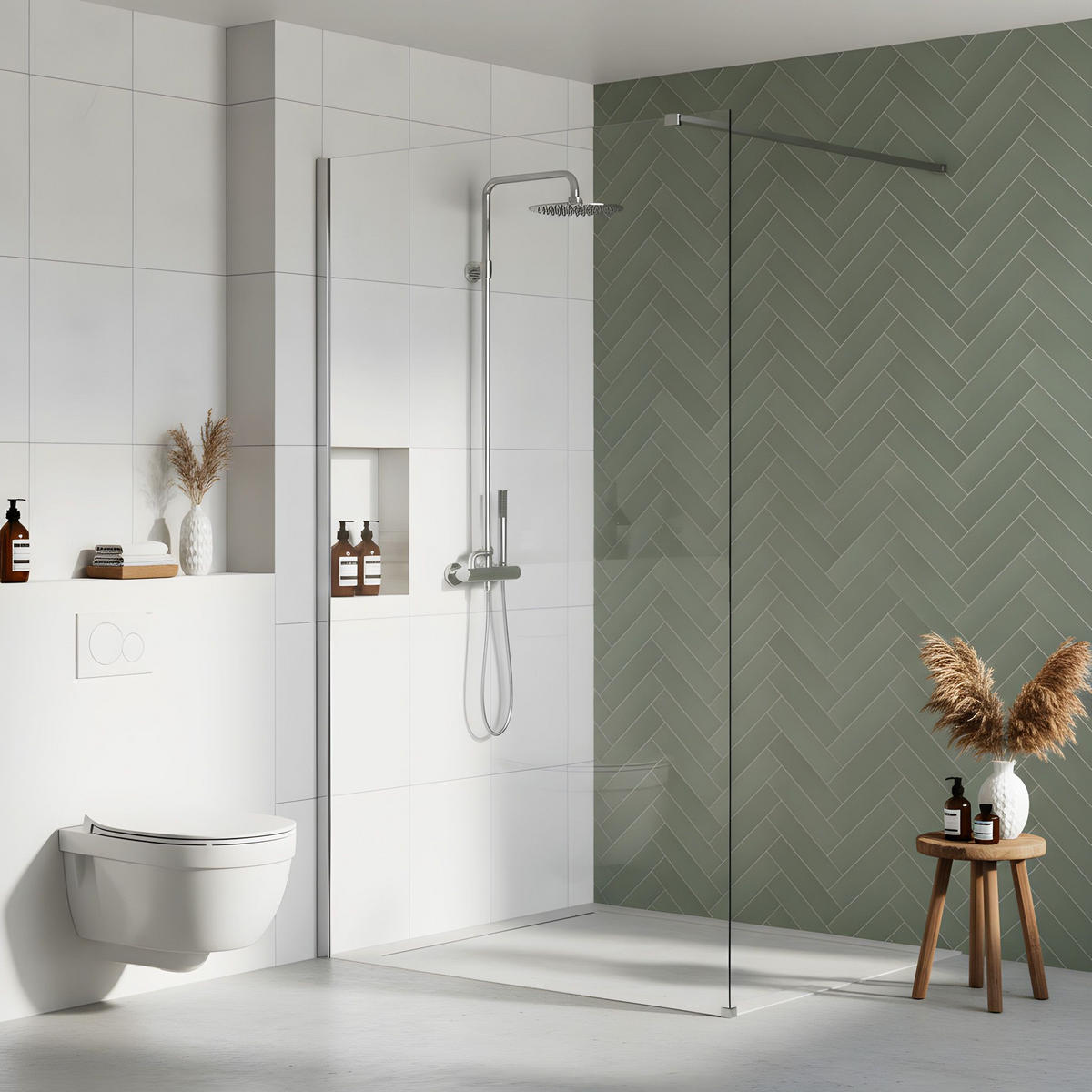 DUSCHWAND Rea Flexi Transparent / Chrome 140 - Chromfarben, Glas (120/140/195cm) - REA