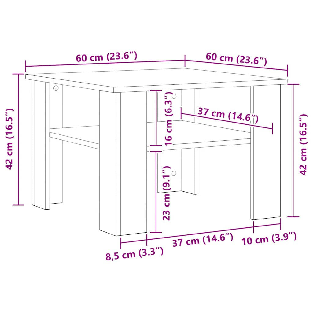 vidaXL Couchtisch Sonoma Eiche 60x42x60 cm